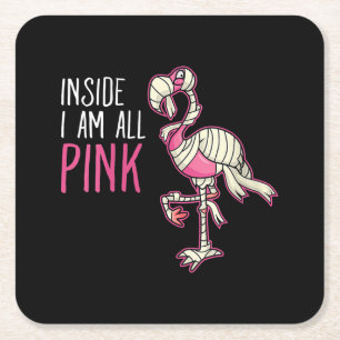 Im Inneren bin ich ganz rosa Flamingo Funny Flam Rechteckiger Pappuntersetzer