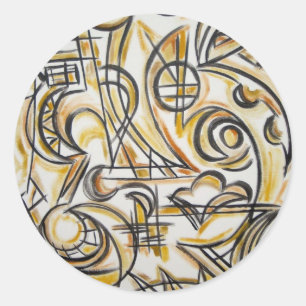 Im Inneren des Labyrinths - Moderne Kunst handgema Runder Aufkleber