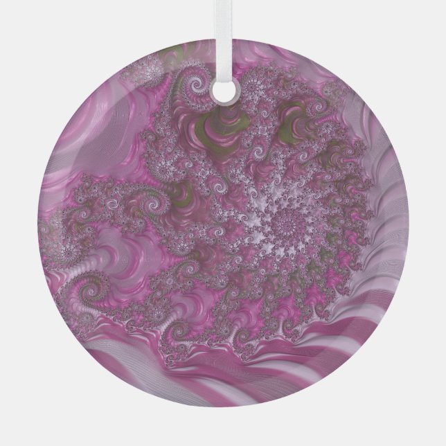 Im Inneren des Pink Nautilus Muschel Fraktal Abstr Ornament Aus Glas (Vorderseite)
