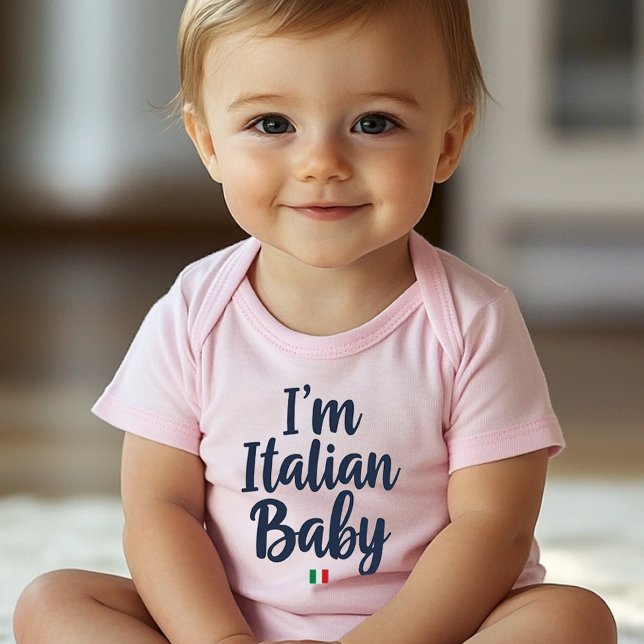 "I'm Italian Baby" Funny Italian Pride Baby Strampler ("I'm Italian Baby" Funny Baby Bodysuit with Italian Flag accent for Pride gift and Baby showers)