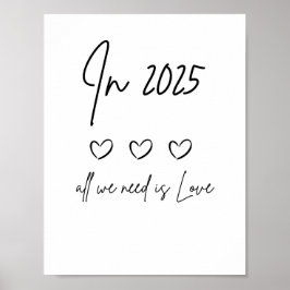 IM JAHR 2025 BRAUCHEN WIR NUR LIEBE Handgeschriebe Poster