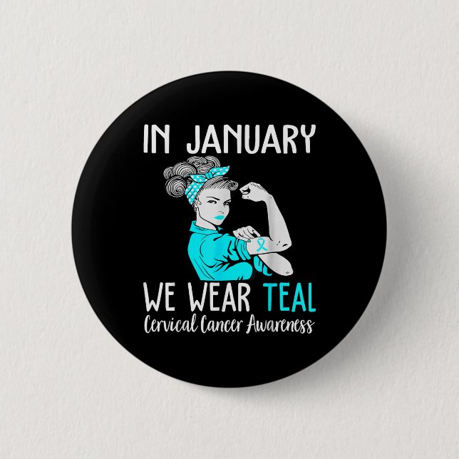Im Januar tragen wir Aquamarin für Gebärmutterhals Button (Vorderseite)