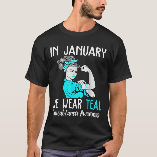 Im Januar tragen wir Aquamarin für Gebärmutterhals T-Shirt (Vorderseite)