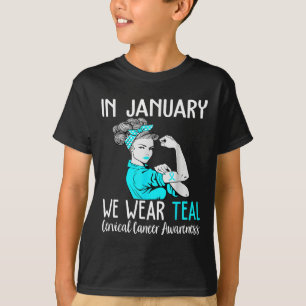 Im Januar tragen wir Aquamarin für Gebärmutterhals T-Shirt