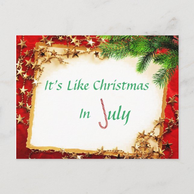 Im Juli ist Weihnachten Postkarte (Vorderseite)