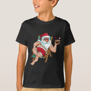 Im Juli Sommer des Santa on Beach Independence Day T-Shirt