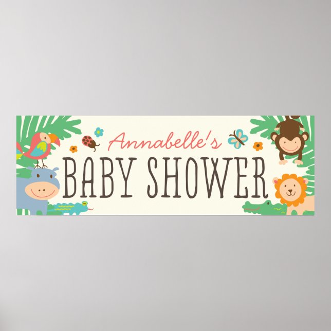 Im Jungle Baby Shower Banner 12x36 Poster (Vorne)