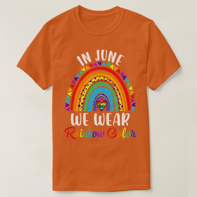 Im Juni tragen wir Regenbogenfarben Gay Pride Ally T-Shirt (Design vorne)