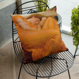 Im Juni von Frederic Leighton Vintag Orange Kissen