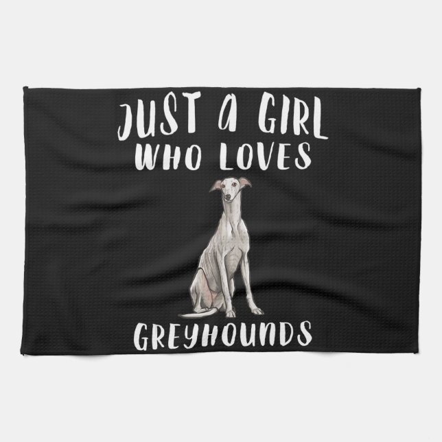 Im Just A Girl, der Greyhounds Hund Lover Liebe Ge Geschirrtuch (Horizontal)