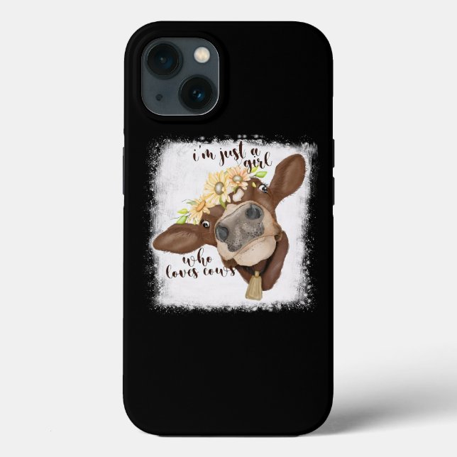 Im Just Girl, die Lieben Kühe gebleicht Shirt Cow  Case-Mate iPhone Hülle (Rückseite)