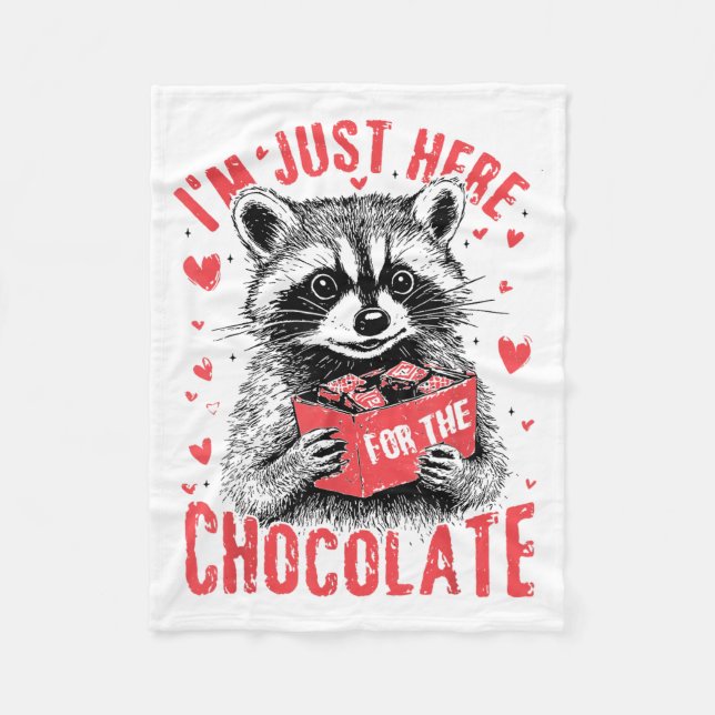 I'm Just Here For The Chocolate Funny Raccoon Vale Fleecedecke (Vorderseite)