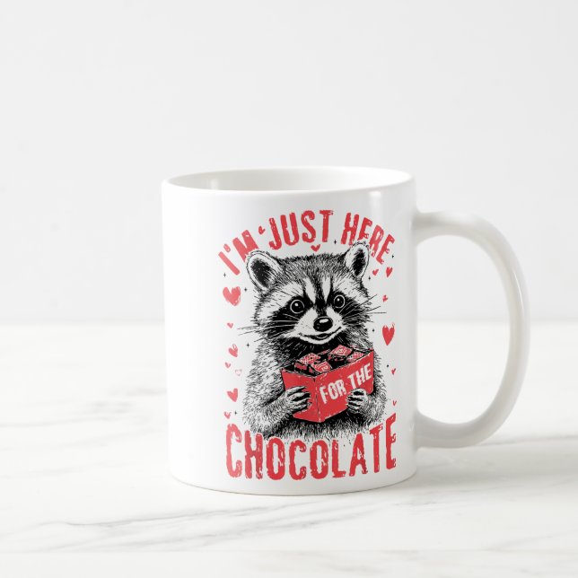 I'm Just Here For The Chocolate Funny Raccoon Vale Kaffeetasse (Rechts)