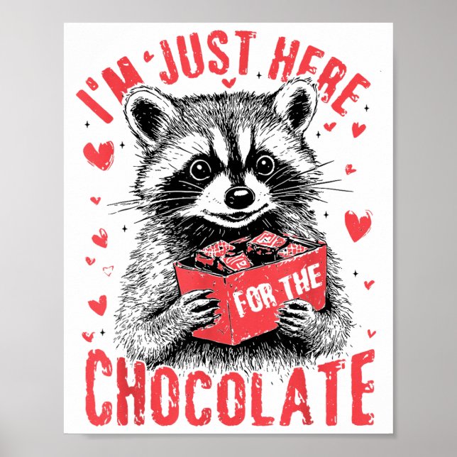 I'm Just Here For The Chocolate Funny Raccoon Vale Poster (Vorne)