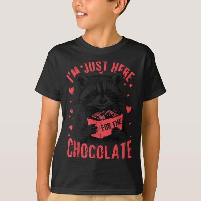 I'm Just Here For The Chocolate Funny Raccoon Vale T-Shirt (Vorderseite)