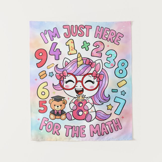 Im Just Here For The Math Cute Unicorn Poster Wandteppich (Vorderseite)
