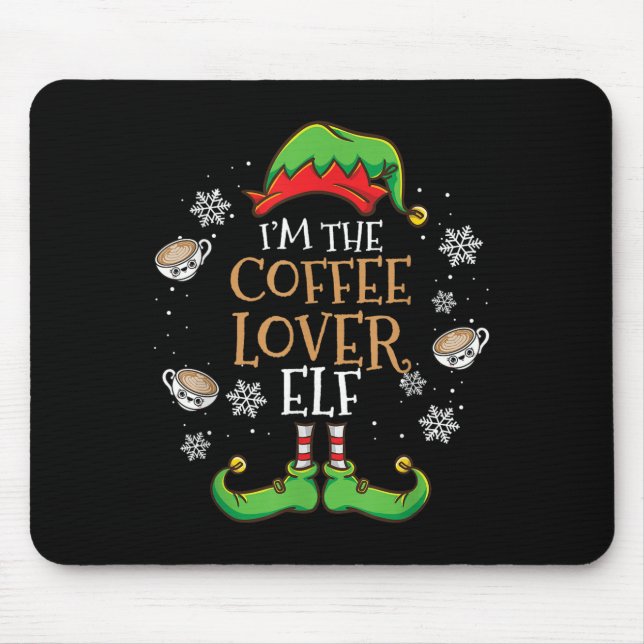 Im Kaffee Lover Elf Weihnachten Mousepad (Vorne)