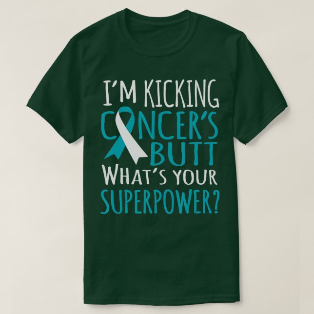 Im Kicking Cancer Hintern Zervical Awareness Survi T-Shirt (Design vorne)