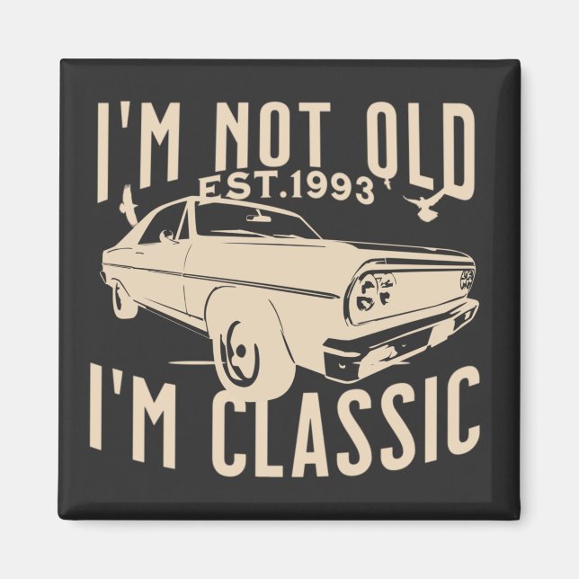 Im klassisch schwarzen Vintage Auto Retro Chic Magnet (Vorne)