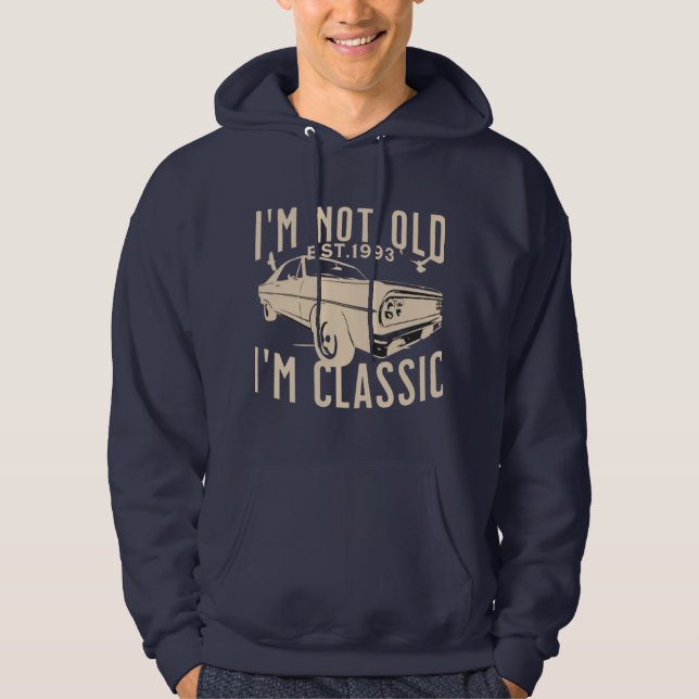 Im klassischen Retro 1993 Vintage Männer blau Hoodie (Vorderseite)