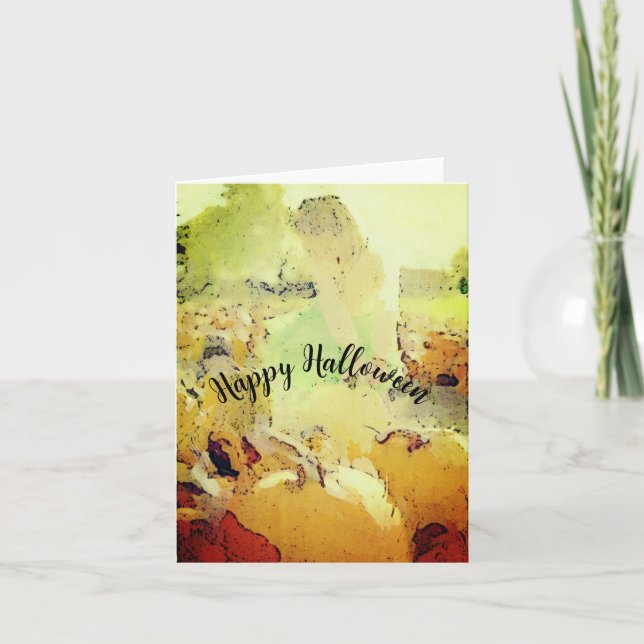 Im Kürbispflaster glückliche Halloween-Grußkarte Karte (Vorderseite)