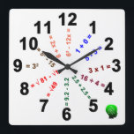 Im Laufe der Zeit: Mathe-Evolution im Quadratische Wanduhr<br><div class="desc">Uhr,  die Matheniveaus zeigt: vom Anfang zu….</div>