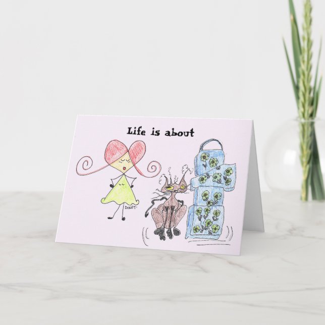 Im Leben geht es darum, das Gepäck Ihres Freundes  Karte (Vorderseite)