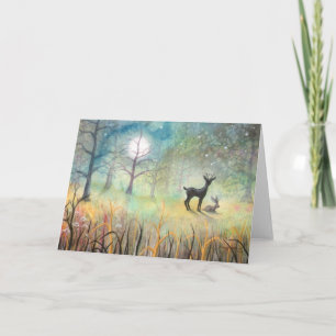Im Lichtung-Hirsch- und Kaninchen-Kunst Karte