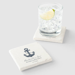 Im Liebe Verankert Monogramm Anker Trinken Hochzei Steinuntersetzer