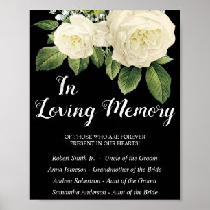 Im Liebesgedächtnis: White Roses Wedding Sign Poster