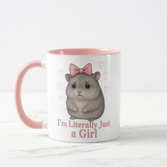 I'm Literally Just a Girl Sad Hamster Funny Girly Tasse (Links)