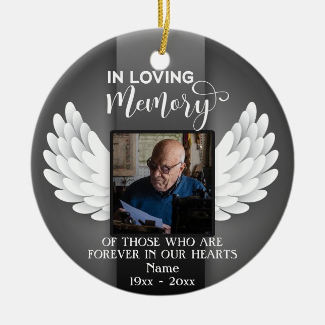 Im Love Memory Custom Foto, Name und Meldung Keramik Ornament (Vorne)