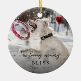 Im Love Memory Pet Foto Paw Print Monogram Keramik Ornament