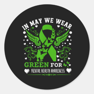 Im Mai tragen wir das "Green Ribbon Mentals Health Runder Aufkleber