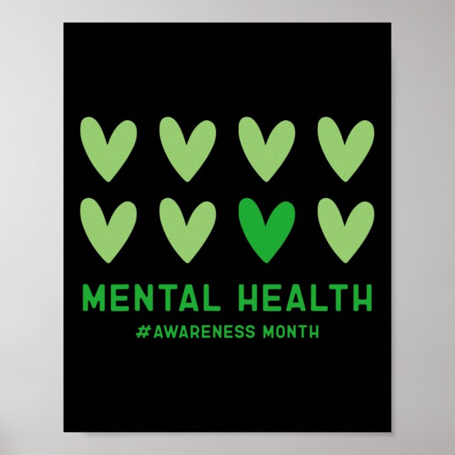 Im Mai tragen wir ein grünes Mental Health Awarene Poster (Vorne)