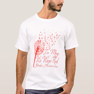 Im Mai tragen wir einen roten Schlaganfall Bewusst T-Shirt