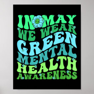 Im Mai tragen wir grünes Retro Groovy Mental Healt Poster