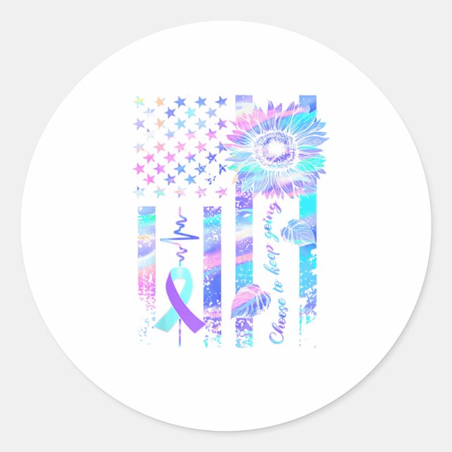 Im Mai tragen wir Ribbon Suizid Bewusstsein Mental Runder Aufkleber (Vorderseite)