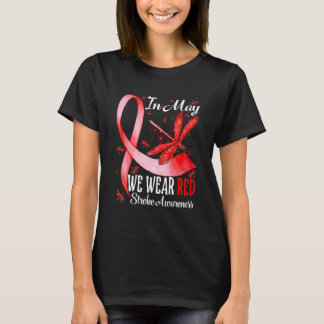 Im Mai tragen wir rote Schlaganfall Aufmerksamkeit T-Shirt