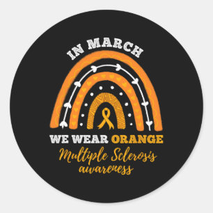 Im März tragen wir eine orange Multiple Sklerose A Runder Aufkleber