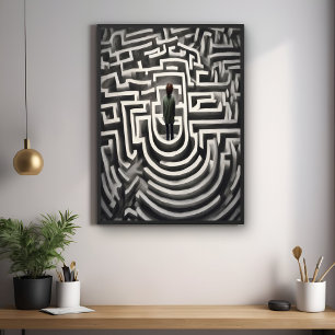 Im Maze Abstrakte Schwarz-Weiß-Kunst verloren Poster