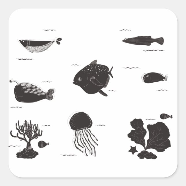 Im Meer Quadratischer Aufkleber (Vorderseite)