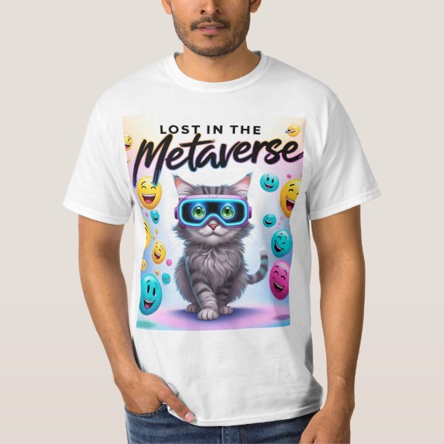 Im Metaverse verloren - Funny VR Cat Design T-Shirt (Vorderseite)