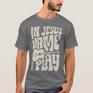 Im Namen Jesu spielt akustische Gitarre Gitarrist T-Shirt