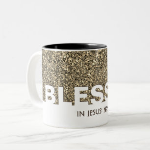 im Namen Jesu   Stilvoller BEIGE Glitzer Zweifarbige Tasse