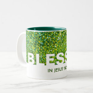 im Namen Jesu   Stilvoller GREEN Glitzer Zweifarbige Tasse