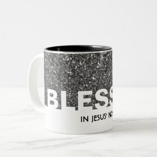 im Namen Jesu   Stilvoller SILVER Glitzer Zweifarbige Tasse