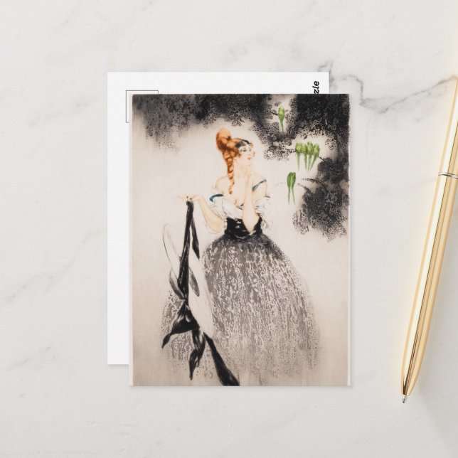 Im Nest, 1922 von Louis Icart Postkarte (Vorderseite/Rückseite Beispiel)