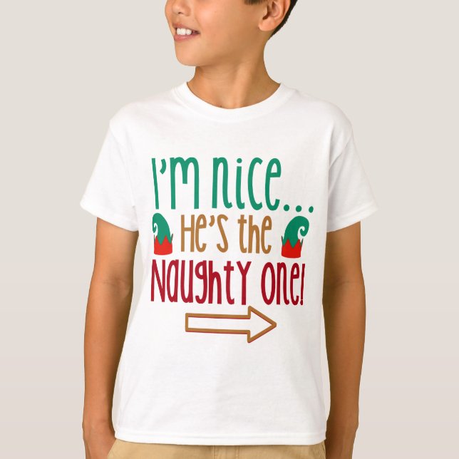 Im Nice Hes Naughty Elf Hat T-Shirt (Vorderseite)