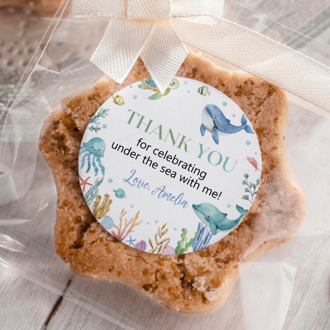 Im Niedlichen Ozean zum Geburtstag Runder Aufkleber (Von Creator hochgeladen)